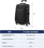 Travelpro Maxlite 5 Softside Expandable Luggage with 4 Spinner Wheels, Lightweight Suitcase, Men and Women, Ensign Blue, Carry-on 21-Inch