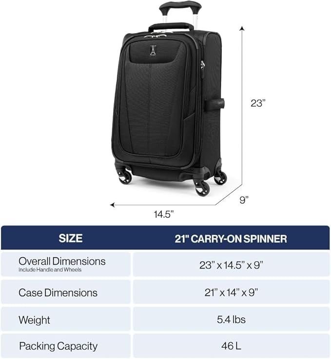 Travelpro Maxlite 5 Softside Expandable Luggage with 4 Spinner Wheels, Lightweight Suitcase, Men and Women, Burgundy, Carry-on 21-Inch