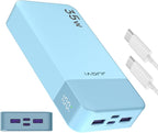 J2651 Portable Charger, 35W 20000mAh USB C in & Out Power Bank, Battery Pack with QC4.0+PD3.0 35W High-Speed Charging for Bluetooth Earbud, Mobile Phone, Tablet (Blue)