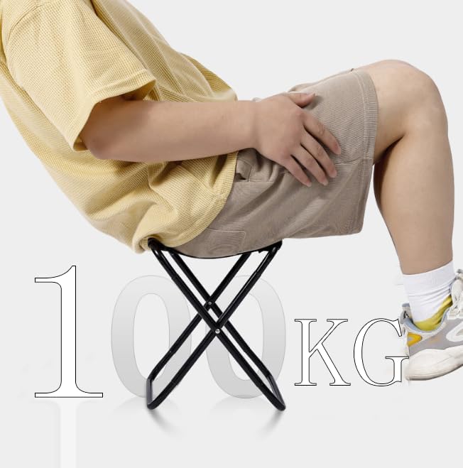 Portable Folding Camping Stool, Lightweight Aluminum Frame, Black Oxford Fabric, 10.2 x 10.2 x 11 inches