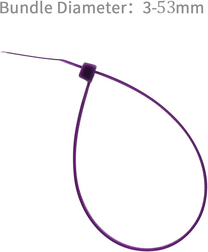 XINGO 1000 PCS Purple Zip Ties 8 Inch, 60 LBS Tensile Strength, Self-Locking Nylon Plastic Nylon PA66 Wire Ties for Indoor and Outdoor Use