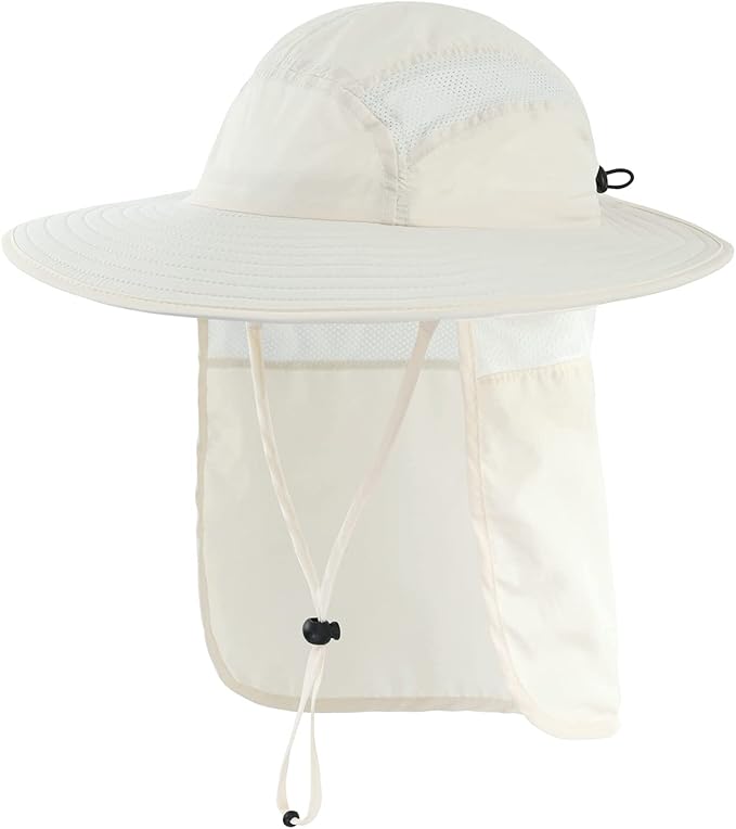 Home Prefer UPF 50+ Mens Wide Brim Fishing Hat with Neck Flap Sun Hat for Men Women Sun Protection Cap