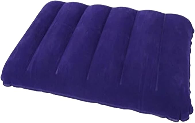 Ultralight Inflatable Camping Pillow Squared Flocked Fabric Air Pillow for Beach Hiking,Camping,Traveling,Napping,Desk Rest,Neck Lumbar Support(Purple)