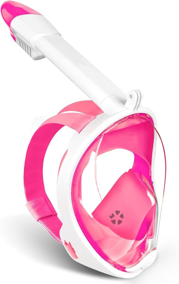 Full Face Snorkel Mask Adults with Dry Top System, Detachable Camera Mount, 180 Panoramic Anti-Fog Anti-Leak Diving Mask for Adult and Kids