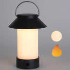 Rechargeable Outdoor Lantern Waterproof, Dimmable Warm White & Flickering Flame Mood Light, Portable Cordless Table Lamp for Patio/Camping/Shower/Emergency Power Outage (Black)