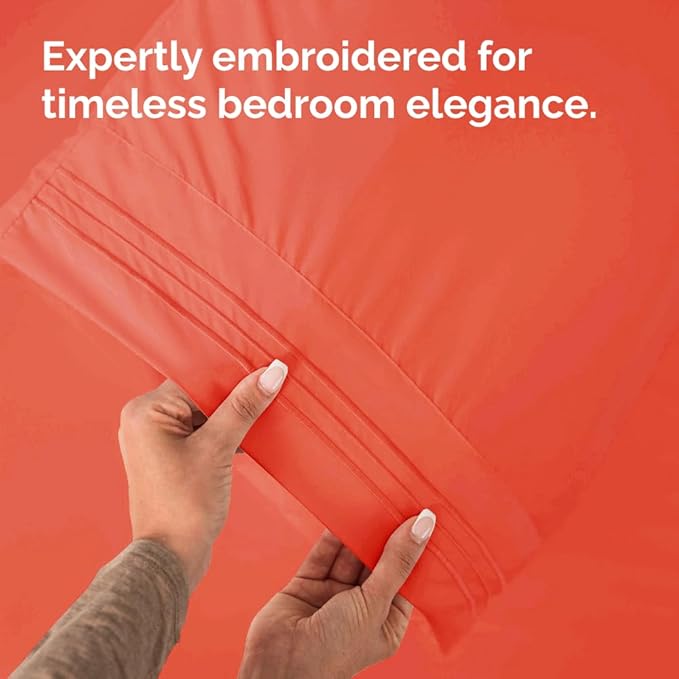 Queen Pillow Cases Set of 2 - Ultra Soft Hotel Quality Pillowcase Covers - Luxury Comfy Bedding for Women, Men, Kids and Teens - Machine Washable Pillow Protectors - 2 Pieces Set - Queen Size Coral