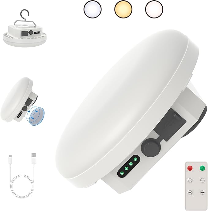 Camping Tent Light LED Rechargeable Portable Hanging Lantern with Remote,IPX5 Waterproof Outdoor Lights with Battery Power, Camp Lamp Light for Glamping Indoor Outages Car Repair