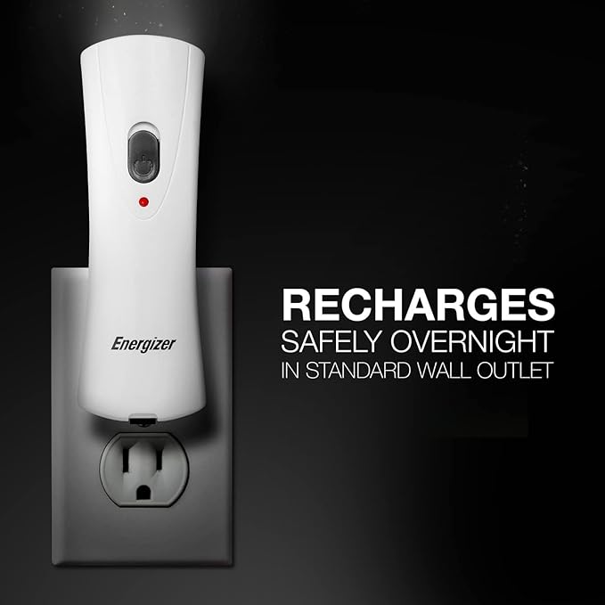Energizer Weatheready Rechargeable LED Flashlight, Emergency Flashlight for Hurricane Supplies and Survival Kits, Flash Light with Convenient Plug-in Design, Pack of 1