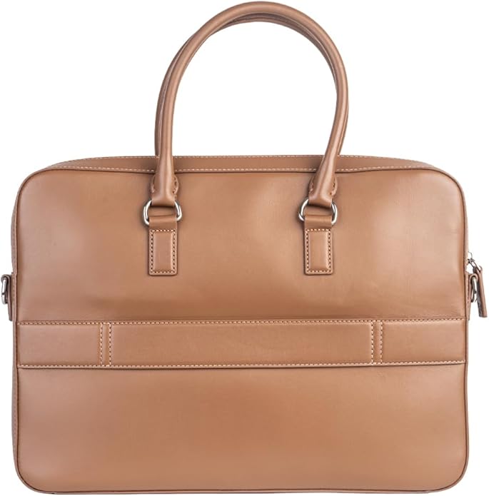 REV_UP! Premium Leather Business Briefcase, Executive Laptop Bag with Dual Handles, Professional Office Document Carrier