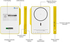 Heltec Meshtastic & LoRa Compatible Magnetic Power Bank with nRF52840 and SX1262 Chips E-Ink Display, Wireless Charging 5000mAh for Outdoor Emergency - MeshPocket Qi2 (Yellow)