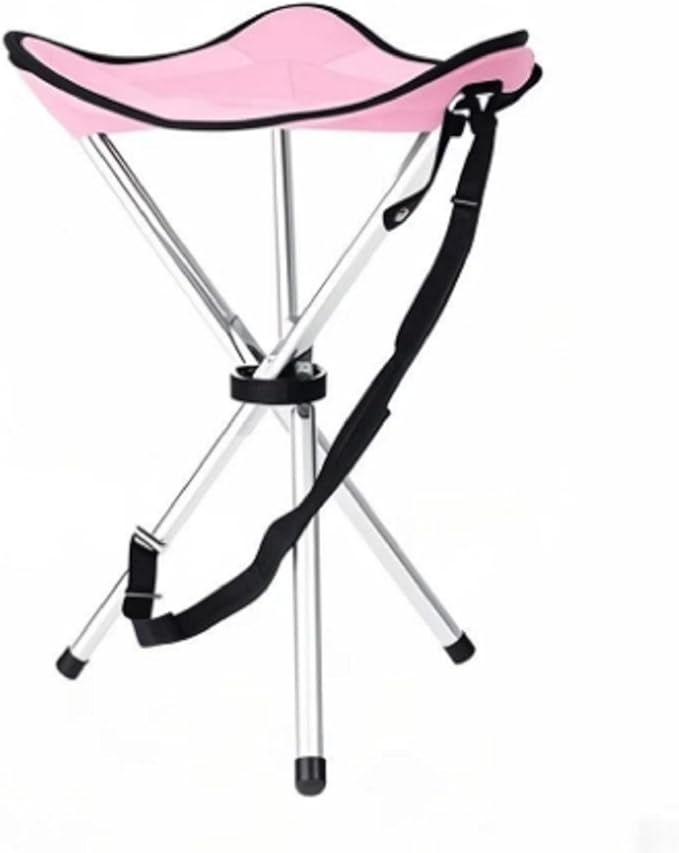 Folding Camping Stool,16.5" Folding Camping Chairs,Portable Tripod Seat,Outdoor Travel Tall Chair for Walking Hunting Hiking Fishing Mountaineering Picnic Beach BBQ Garden Lawn(Pink)