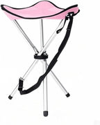 Folding Camping Stool,16.5" Folding Camping Chairs,Portable Tripod Seat,Outdoor Travel Tall Chair for Walking Hunting Hiking Fishing Mountaineering Picnic Beach BBQ Garden Lawn(Pink)