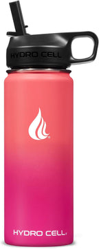 HYDRO CELL Stainless Steel Insulated Water Bottle with Straw - For Cold & Hot Drinks - Metal Vacuum Flask with Screw Cap and Modern Leakproof Sport Thermos for Adults (Coral/Punch 18oz)
