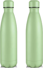 Volhoply 25oz Insulated Water Bottles 1/2/4 Pack, Double Wall Stainless Steel Vacuum Flask Keeps Cold & Hot, BPA Free Leakproof Bottle (Green,2 Pack)