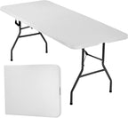 FDW Folding Half Portable Foldable Table for Parties Backyard Events (White, 6 FT 70 * 29) (White, 6 FT)