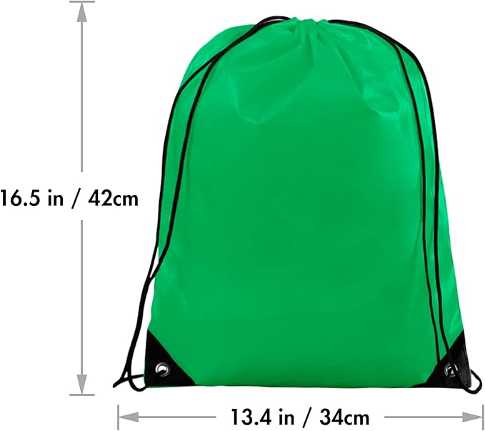 IKAYAS 6Pcs Drawstring Bags Bulk Green Drawstring Backpack, String Backpack Cinch Sack Sport Gym Backpack Bags for Yoga Traviling Outdoor Sports