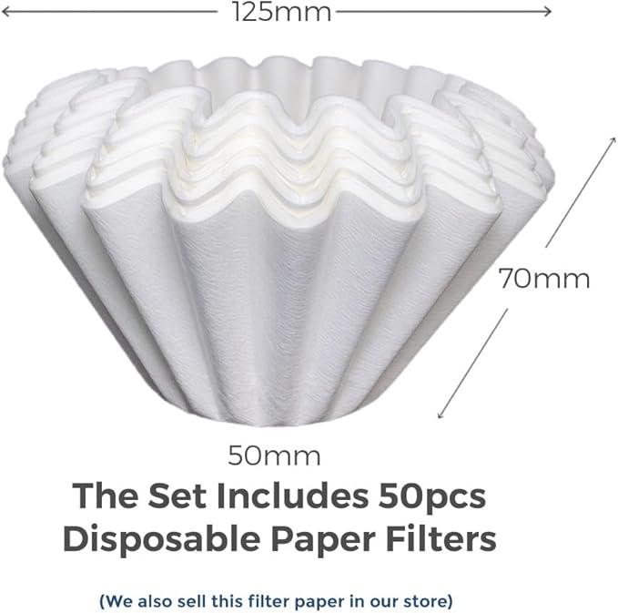 AGOGO Compact Portable Pour Over Coffee Maker Set - Easy Cleaning 304 Stainless Steel Dripper Set for Camping & 50 Filters Paper & Cleaning Rag (Cream, 600ml)