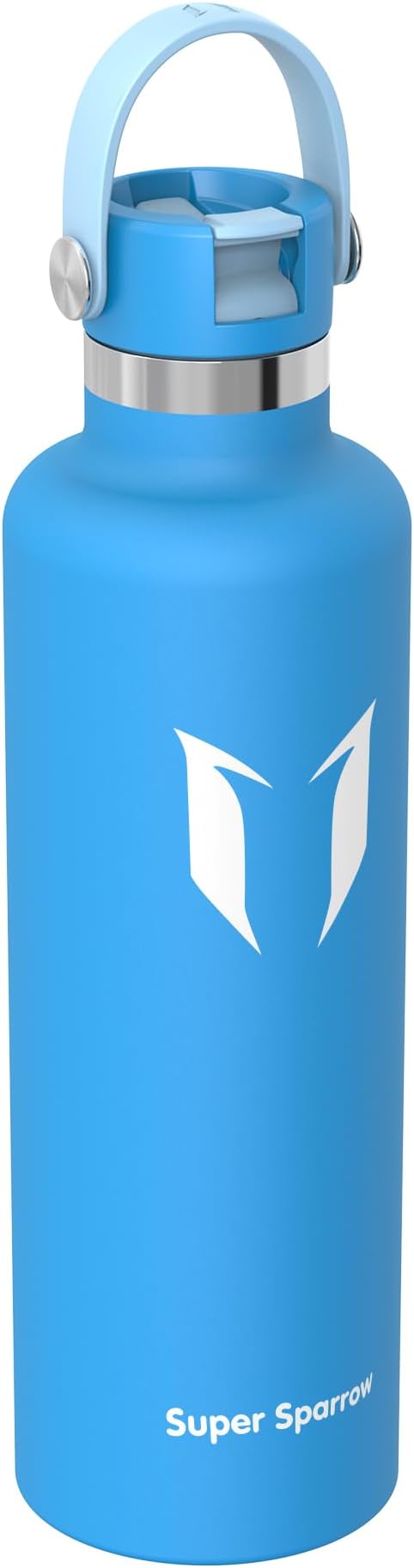 Super Sparrow Insulated Water Bottle - 17 Oz / 25 Oz / 32 Oz - Standard Mouth FlipFlow Flask - BPA Free, Leak Proof Drink Bottle- Ergonomic Straw Water Bottles for Work, Gym, Travel, Sports