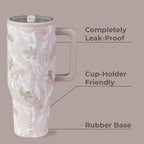 HydroJug Traveler - 40 oz Water Bottle with Handle & Flip Straw - Fits in Cup Holder, Leak Resistant Tumbler-Reusable Insulated Stainless Steel & Rubber Base - Gifts for Women & Men, Camo