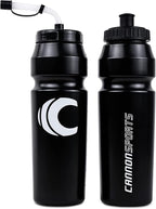 Cannon Sports 1 Liter Sports Water Bottle, BPA-Free, 34 Oz Capacity, Large Mouth, 2 lids (Straw and Squeeze), Great For Helmet Sports Such As Hockey, Lacrosse, Football, Boxing (2 Pack) (Black)