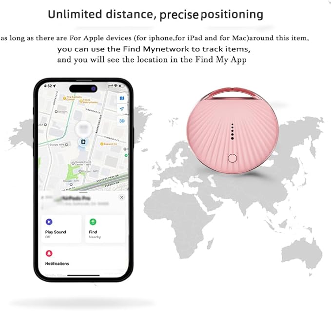 Smart Tag Tracking DeviceTracker Tags, Key Finder Locator with Sound, with Find My(iOS Only), Key Finder Locator with Sound for Luggage, Pet, Wallet, Phone, Kids (Black)