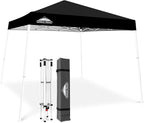 EAGLE PEAK 10x10 Slant Leg Pop-up Canopy Tent Easy One Person Setup Instant Outdoor Beach Canopy Folding Portable Sports Shelter 10x10 Base 8x8 Top (Black)