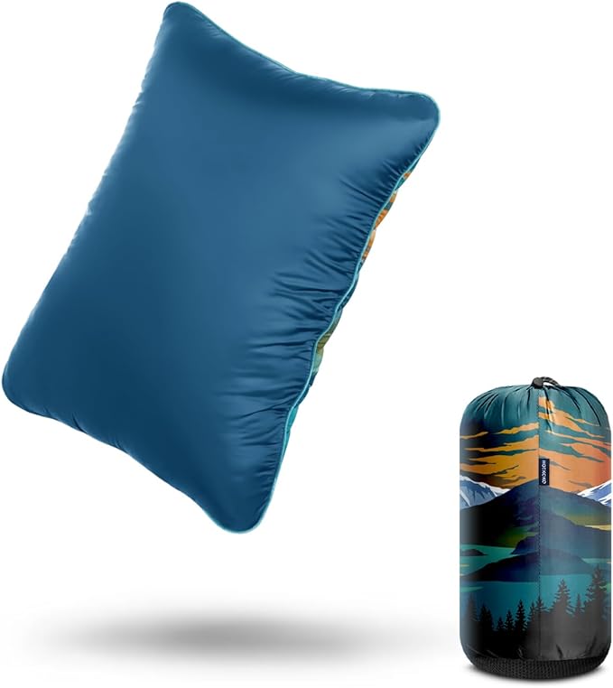 Camping Pillow,Supportive Compressible Travel Pillow Middle Size Lightweight Camp Pillow with Storage Bag for Camping,Hiking,Backpacking,Airplane