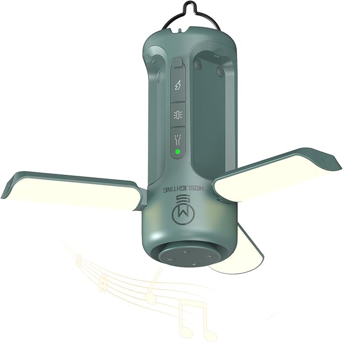 Foldable Camping Lantern with Bluetooth Speaker, Portable Flashlight, LED Folding Tent Lights, 750Lm, 5 Modes