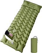YOUXIU Camping Sleeping Pad, Extra Thickness 3'' Ultralight Inflatable Sleeping Mat with Built-in Foot Pump, Durable Compact Waterproof Camping Air Mattress for Tent,Backpacking,Hiking,Tent (Green)