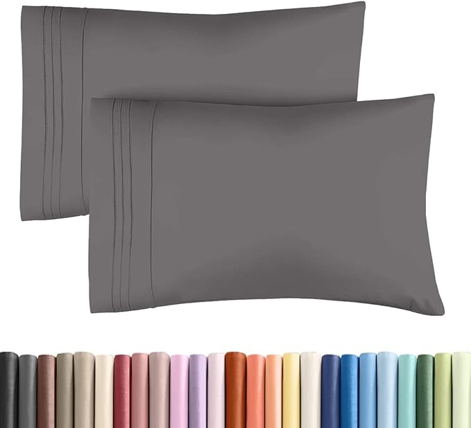 King Standard Pillow Cases Set of 2 - Soft Hotel Quality Pillowcase Covers - Comfy Bedding for Women, Men, Kids and Teens - Machine Washable Pillow Protectors - 2 Piece Set - King Standard Dark Grey
