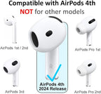 A-Focus Anti-Slip Set for AirPods 4 Silicone Adjustable Ear Hook Ergonomic Design Wings Wingtip Ear Hooks Tips Strap Sport Earbuds Accessories Eartip Compatible with AirPods 4th White