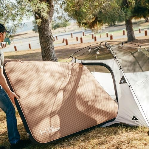 LOSTHORIZON Air & Foam Camping Mattress, Self-Inflating Sleeping Pad, 4.5" Thick, with Air Pump, Queen