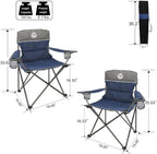 Northroad Outdoor Camping Chair Set of 3,Folding Padded Camp Chair,Collapsible Conversation Set w/1 Sofa,2 Single Chairs for Family Patio,Beach (Blue)