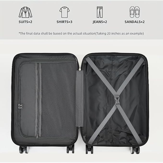 LARVENDER Luggage 6 Piece Expandable Luggage ABS Hardshell Carry on Suitcase with Spinner Wheels TSA Lock, Large Checked Travel Suitcase for Women and Men, Black Brown(16/20/24/28/DB/TB)