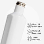 Corkcicle Classic Canteen Insulated Water Bottle - Stainless Steel Reusable Tumbler - Triple Insulated - Keeps Drinks Cold 25 Hours or Hot 12 Hours - Cupholder Friendly - Gloss White - 25 oz