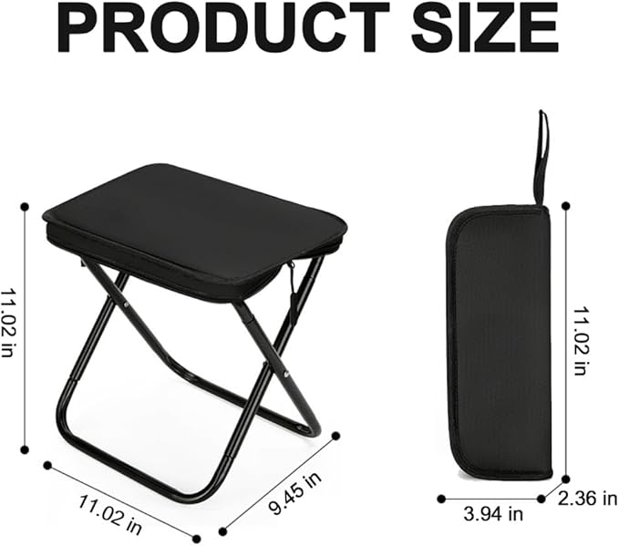 Folding Camping Stools, Portable Collapsible Fishing Stool, Lightweight Compact Foldable Chair for Outdoor Hiking Travel Picnic (Black)
