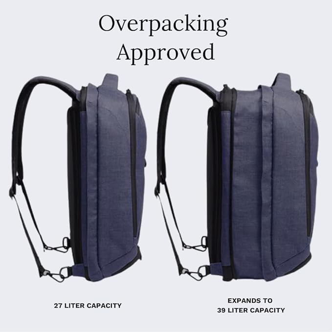 Knack Series 1 Laptop Backpack Fits up to 15 Inch - Knack Bags Carry-On Backpack, TSA Approved, Expandable Travel Backpacks With 3 Day Outfit Capacity (Dark Blue, Medium)
