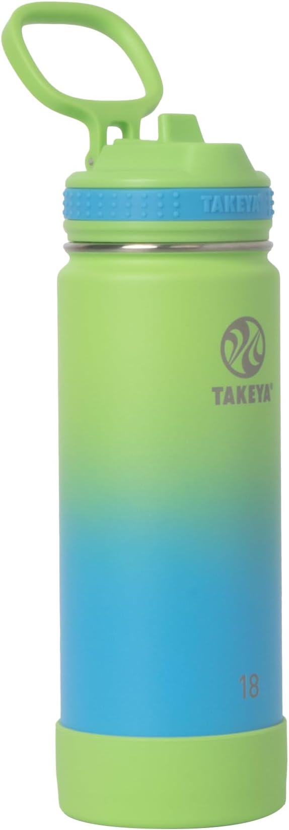 Takeya Actives Water Bottle with Straw Lid - Durable & Easy-Care Water Bottle with Stainless Steel Insulation - BPA-Free Lid with Carry Handle & Straw - Dishwasher-Safe - 18 oz, Ombre Excitement