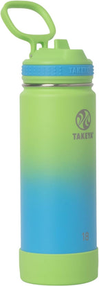 Takeya Actives Water Bottle with Straw Lid - Durable & Easy-Care Water Bottle with Stainless Steel Insulation - BPA-Free Lid with Carry Handle & Straw - Dishwasher-Safe - 18 oz, Ombre Excitement