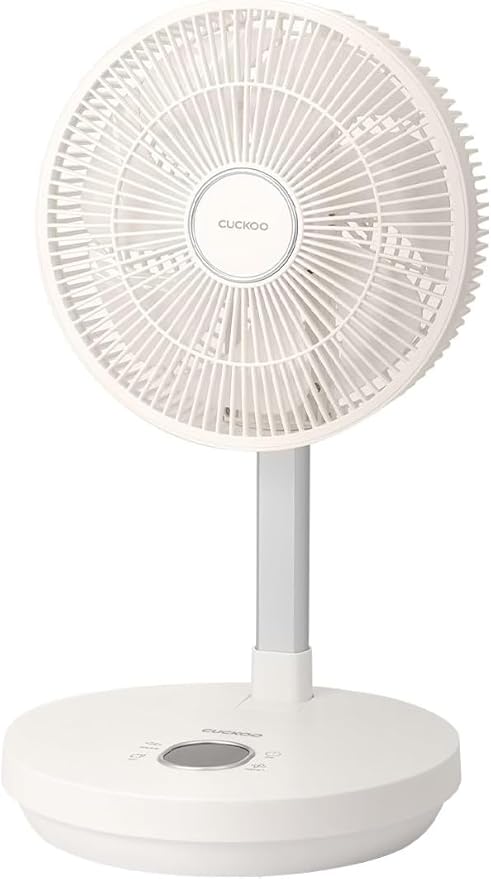 CUCKOO Rechargeable Travel Fan with 30 Hour Runtime, Portable Fan for Travel with BLDC Motor, Adjustable Height, 4 Wind Modes & 12 Speed Modes, Cordless Battery Powered, White (CF-ECL1010WH)