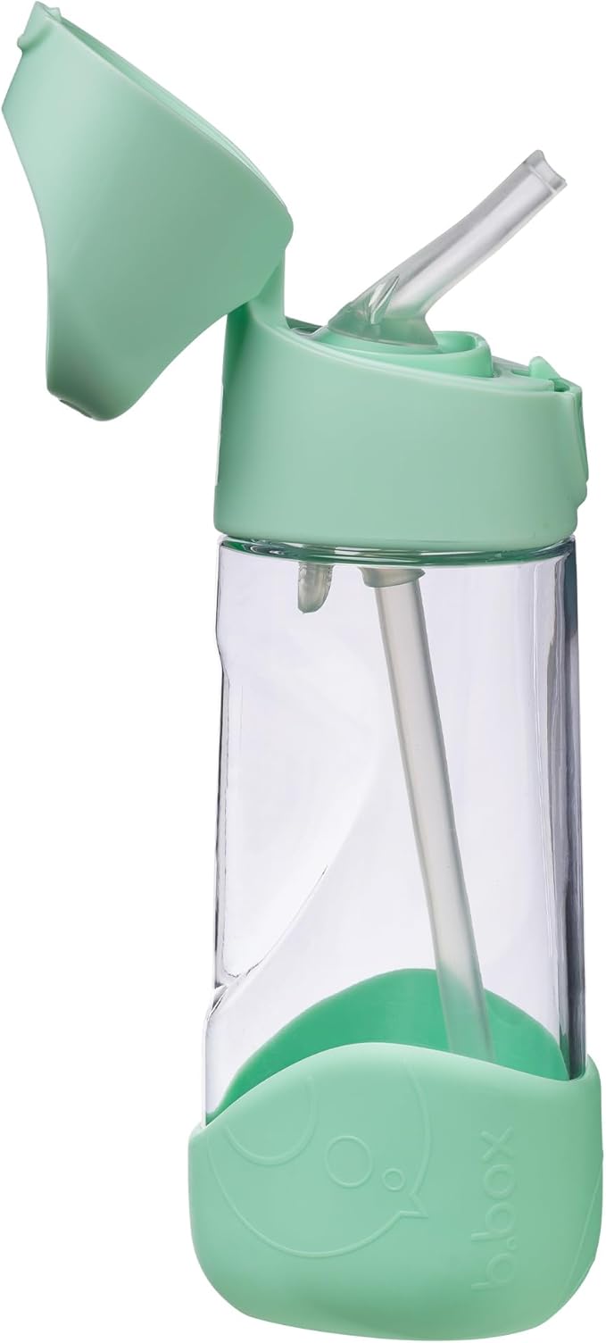 b.box Kids Water Bottle – Tritan Toddler Drink Bottle with Straw for School, Daycare, Travel w/Easy-Grip Triangular Design, Leak Proof Lid & Handle, BPA Free, Dishwasher Safe (Spearmint)