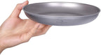 iBasingo Titanium Plate 18.5cm Ultralight Camping Dinner Plate, Reusable Metal Dish for Steak, Dessert Portable Round Tray with Mesh Bag for Backpacking, Hiking, Picnic Ti1103T