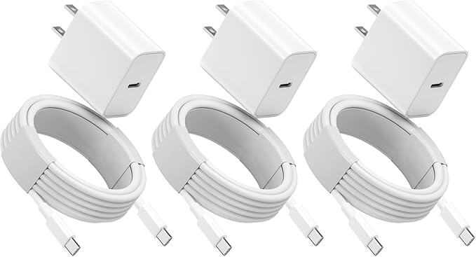 10FT for iPhone 17 16 15 Original Charger Fast Charging, Long USB C to C Charger Cable Cord with 20W Type C Fast Charger Block for iPhone 17 Pro Max/17Pro/16e/16 Pro/16 Plus/15/15 Pro max,iPad 3Pack