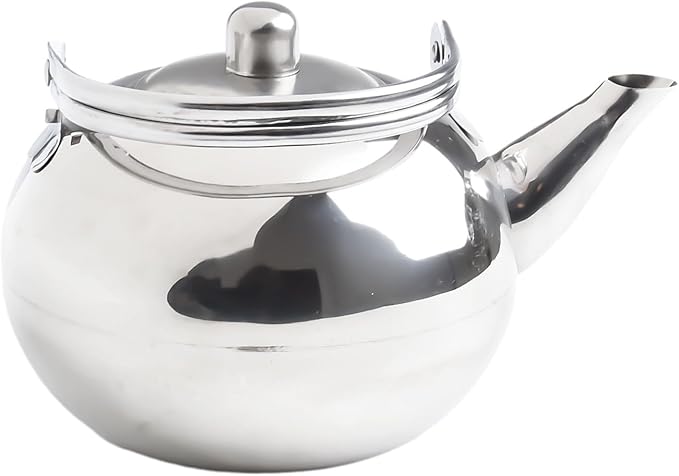 Stainless Steel Tea Kettle, Heat Resistant Handle Stovetop Camping Coffee Pot Water Bottle with Built in Filter for Tea and Beverage Brewing(16cm)