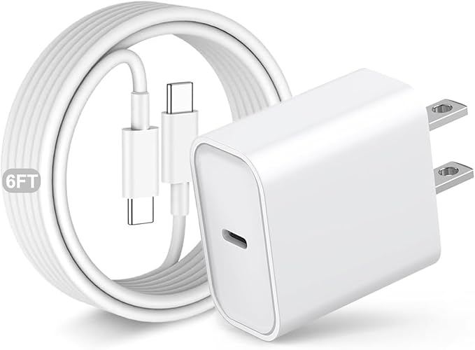 USB C Fast Charger for iPhone 17 Pro Max/Air/16 Plus/16e/15,iPad Pro 13/12.9/11 inch,iPad Air 13/11 inch/5th/4th,iPad 10th,iPad mini 7/6th,20W Type C Charger Fast Charging Block & 6FT USB C to C Cable