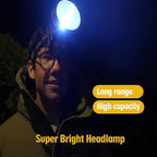 Super Bright Headlamp Rechargeable LED Spotlight with Battery Powered Headlight for Garden Outdoor Camping Fishing (Large)