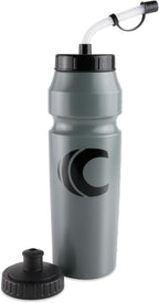 Cannon Sports 1 Liter Sports Water Bottle, BPA-Free, 34 Oz Capacity, Large Mouth, 2 lids (Straw and Squeeze), Great For Helmet Sports Such As Hockey, Lacrosse, Football, Boxing (Gray)