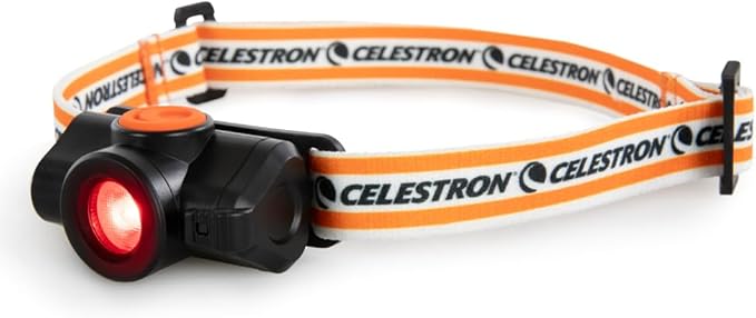 Celestron – Night Vision Headlamp – Multiple Light Modes – Includes SOS Setting – Ideal for Astronomy and Camping – 100 Hours of Usage – 45° Adjustable Angle