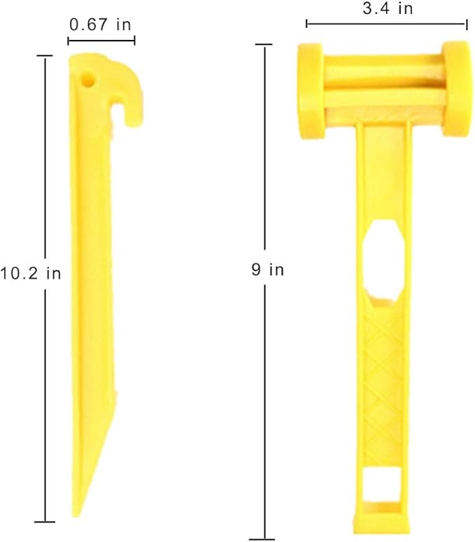 AITIME 30 Pcs 9 Inch Plastic Tent Stakes with 1 Yellow Puller Hook, Durable Garden Lawn Tarp Stakes, Tent Spikes Nails Pegs Hammer for Outdoor Beach Camping Courtyard Decorative Accessories