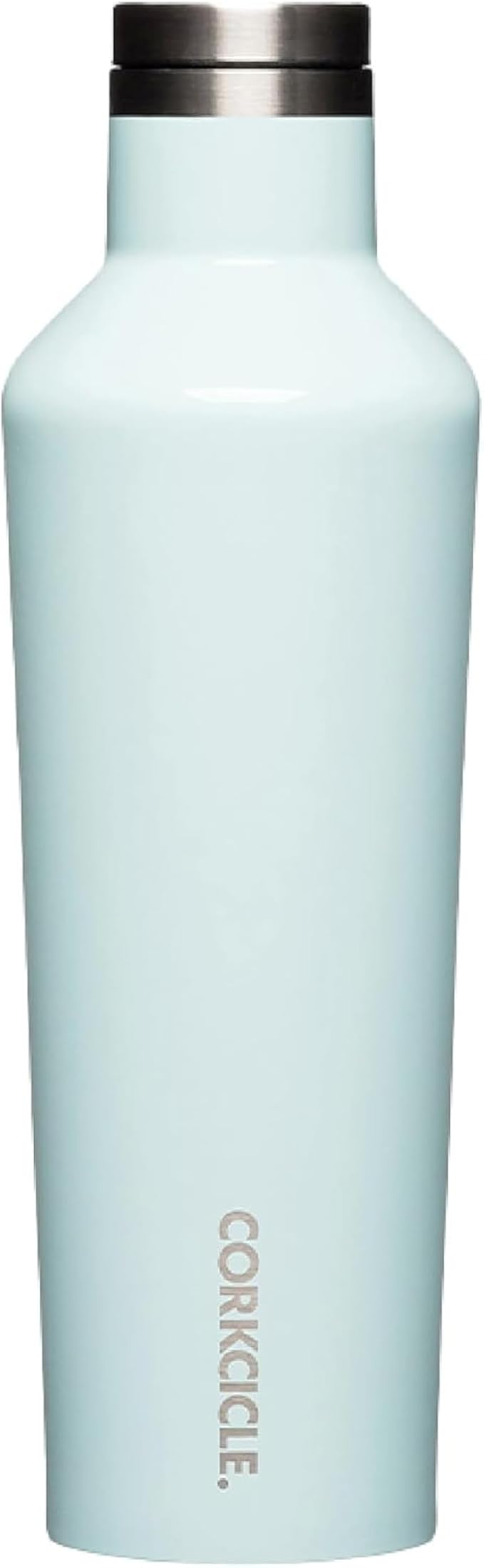 Corkcicle Classic Canteen Insulated Water Bottle - Stainless Steel Reusable Tumbler - Triple Insulated - Keeps Drinks Cold 25 Hours or Hot 12 Hours - Cupholder Friendly - Gloss Powder Blue - 25 oz